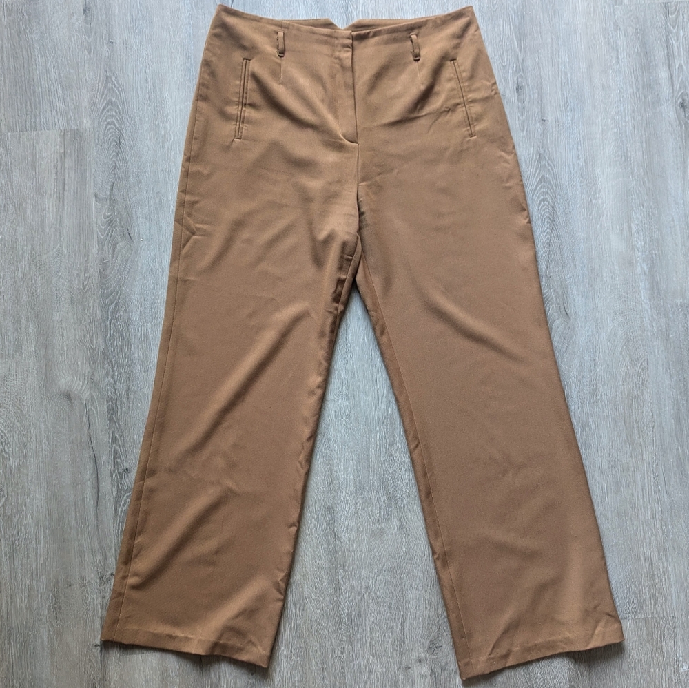 High Rise Tan Trousers Wide Leg Melanie Lyne